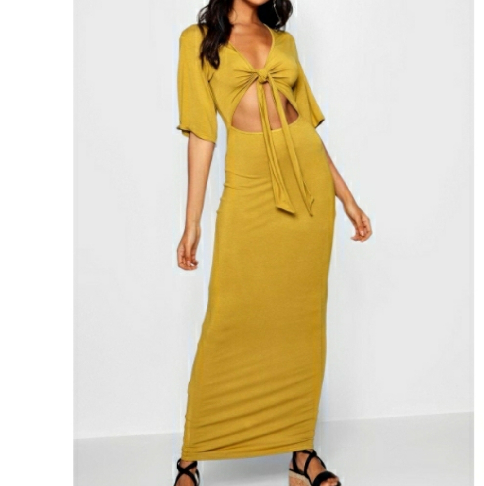 Anne Kimono Sleeve Knot Front Maxi Dress